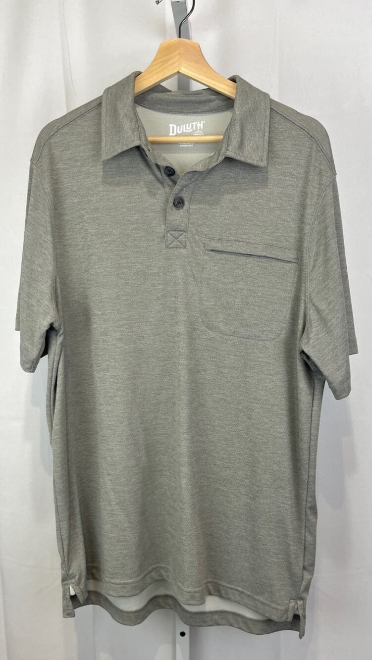 DULUTH Trading Armachillo Cooling Relaxed Fit Polo Shirt Short Sleeve Gray M